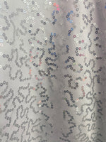Load image into Gallery viewer, Silver sequins on white stretch spandex Fabric By The Yard
