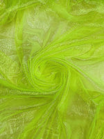 Load image into Gallery viewer, Neon yellow Crush Iridescent Shimmer Organza, 45" Wide, Sells by the Yard
