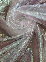 Load image into Gallery viewer, White Crush Iridescent Shimmer Organza, 45" Wide, Sells by the Yard
