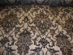Load image into Gallery viewer, Black Damask Chenille Upholstery Drapery fabric by the yard 54" Wide
