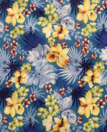 Load image into Gallery viewer, Turquoise Hawaiian Flowers Print Poly Cotton Fabric, Sells by The Yard
