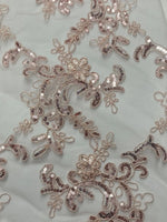 Load image into Gallery viewer, Elena gray silver corded Floral lace with sequin Fabric Sold By The Yard
