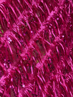 Load image into Gallery viewer, Fuchsia Dangling taffeta on mesh with sequin fabric sold by the yard
