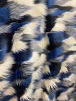 Load image into Gallery viewer, Faux Fur Short PIle tribal navy/ gray fabric per yard 60" wide
