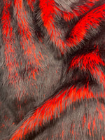 Load image into Gallery viewer, Faux Fur Red on black Frosted tips  60" Wide sold by the yard
