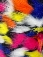 Load image into Gallery viewer, Faux Fur Short PIle tribal yellow purple fabric per yard 60" wide
