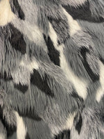 Load image into Gallery viewer, Faux Fur Short PIle tribal black/ gray fabric per yard 60" wide
