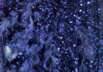 Load image into Gallery viewer, Navy sequin stretch velvet with feathers , 4-Way stretch  fabric by the yard 60" Wide
