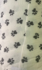 Load image into Gallery viewer, Black paws on white Fleece By The Yard 60" Wide
