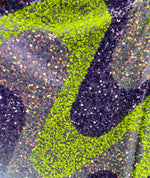 Load image into Gallery viewer, Lime sequin Wave Design On lavender stretch velvet all over 5mm sequins 2-way stretch, sold by the yard.
