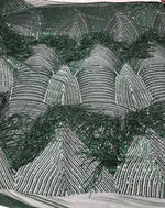 Load image into Gallery viewer, Green fringe sequins design on a 4 way stretch fabric-prom-nightgown-sold by the yard
