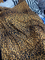 Load image into Gallery viewer, Brown Gold leopard stretch lace with sequins all around 58” wide
