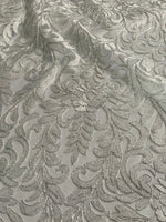 Load image into Gallery viewer, Silver scalloped beautiful lace 53” wide great for dresses, tablecloth and much more
