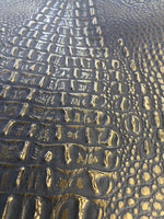 Load image into Gallery viewer, Bronze brown Big alligator embossed Vinyl Leather upholstery fabric
