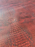 Load image into Gallery viewer, Red black Big alligator embossed Vinyl Leather upholstery fabric
