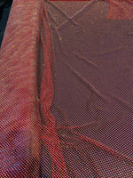 Load image into Gallery viewer, Rhinestone on red Mesh Shiny Crystal Fabric Rainbow Stretch Fabric
