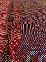 Load image into Gallery viewer, Rhinestone on red Mesh Shiny Crystal Fabric Rainbow Stretch Fabric
