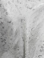 Load image into Gallery viewer, Silver Metallic Brocade church Fabric  By the Yard 56” wide
