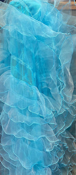 Load image into Gallery viewer, Turquoise Ruffled Organza Fabric Draping Craft Wedding Party Decor   58" wide
