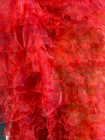 Load image into Gallery viewer, Red Ruffled Organza Fabric Draping Craft Wedding Party Decor   58" wide

