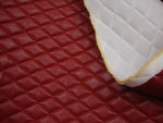 Load image into Gallery viewer, houston Red Faux leather Quilted Vinyl fabric foam with 3/8" Foam Backing Upholstery
