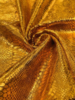 Load image into Gallery viewer, Cinnamon foil Snake design on a stretch velvet fabric-Sold by the yard.

