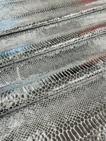 Load image into Gallery viewer, Silver foil Snake design on a stretch velvet fabric-Sold by the yard.

