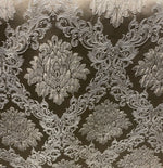 Load image into Gallery viewer, Jacquard Damask champagne queen Upholstery drapery fabric by the yard
