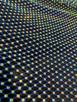 Load image into Gallery viewer, Rhinestone on royal Mesh Shiny Crystal Rainbow Rhinestone Stretch Fabric
