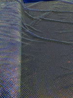 Load image into Gallery viewer, Rhinestone on royal Mesh Shiny Crystal Rainbow Rhinestone Stretch Fabric

