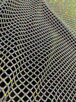 Load image into Gallery viewer, Rhinestone on white Mesh Shiny Stretch Crystal Rainbow Rhinestone Fabric
