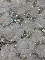 Load image into Gallery viewer, Ivory Sequin Taffeta Ribbon rosette Cord 4083 Fabric 58 inches Width By The Yard
