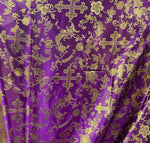 Load image into Gallery viewer, Purple Metallic Brocade church Fabric  By the Yard 56” wide
