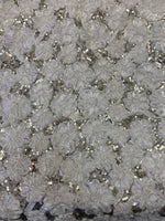Load image into Gallery viewer, Ivory Sequin Taffeta Ribbon rosette Cord 4083 Fabric 58 inches Width By The Yard
