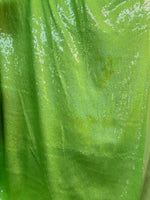 Load image into Gallery viewer, Lime sequins embroidered glitz on stretch polyester spandex base 2-way 58/60” wide
