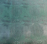 Load image into Gallery viewer, Green/silver Big alligator embossed Vinyl Leather upholstery fabric
