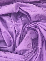 Load image into Gallery viewer, Lavender Medium Weight Eyelet Double Scalloped Finished Edge Stitched Embroidery Poly Cotton Fabric, 42" Wide
