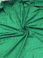 Load image into Gallery viewer, Pine Medium Weight Eyelet Double Scalloped Finished Edge Stitched Embroidery Poly Cotton Fabric, 42" Wide
