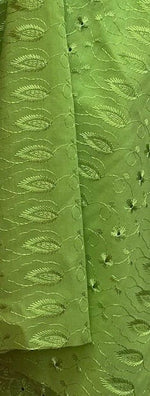 Load image into Gallery viewer, Avocado Medium Weight Eyelet Double Scalloped Finished Edge Stitched Embroidery Poly Cotton Fabric, 42" Wide
