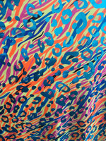 Load image into Gallery viewer, Blue foil leopard on flame Fabric 4 way stretch 58" wide  Sportswear, Athletic and much more
