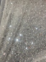 Load image into Gallery viewer, Ivory beaded sequins and pearls on mesh fabric, 54 inches wide
