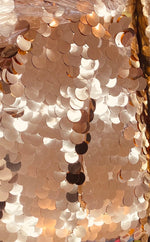 Load image into Gallery viewer, Gold Shiny 20mm paillette sequin on mesh fabric sold by yard

