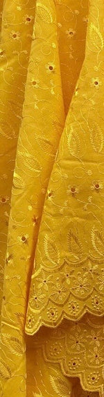 Load image into Gallery viewer, Mango Medium Weight Eyelet Double Scalloped Finished Edge Stitched Embroidery Poly Cotton Fabric, 42" Wide
