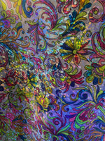 Load image into Gallery viewer, Floral Shattered multi colors on white Spandex Fabric by the yard
