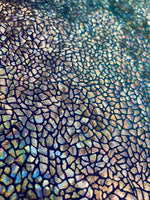 Load image into Gallery viewer, Hologram Reptile Snake Scales on tie dye Spandex Fabric 58" wide
