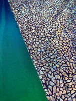 Load image into Gallery viewer, Hologram Reptile Snake Scales on tie dye Spandex Fabric 58" wide
