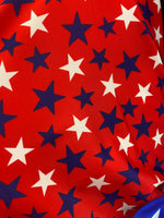 Load image into Gallery viewer, Blue / White stars on red Spandex Stretch Activewear Fabric by the Yard
