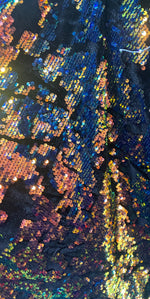 Load image into Gallery viewer, Multicolored Sequin Stretch Fabric by the Yard – 2-Way Stretch for Costumes, Dancewear, Dresses &amp; Crafts
