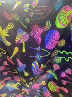 Load image into Gallery viewer, UV glow Mushroom multi colors Spandex Fabric by the yard

