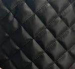 Load image into Gallery viewer, 2x2” black diamond Vinyl Leather Faux smooth quilted with black stitching fabric 52" Wide

